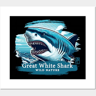 Great White Shark - WILD NATURE - GREAT WHITE SHARK -13 Posters and Art